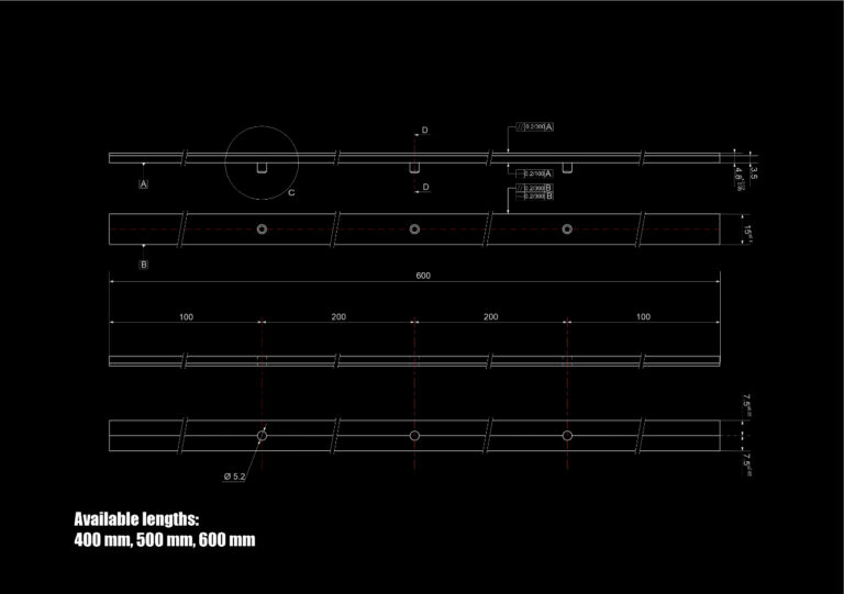 Clamping bar Technical drawing